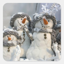 Snowman Christmas Square Sticker