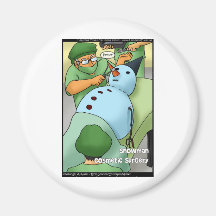 Snowman Cosmetic Surgery Funny Gifts Tees Cards Fridge Magnets