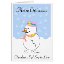 Snowman Daughter And Son In Law Christmas Card