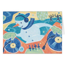 Snowman DJ Christmas Dance Party Card