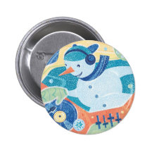 Snowman DJ Christmas Dance Party Pin