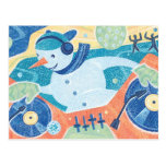 Snowman DJ Christmas Dance Party Post Card