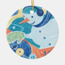 Snowman DJ Holiday Dance Party Christmas Ornaments
