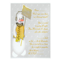 Snowman (gold) - Invitation