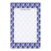 Snowman Green Hat Blue Stationery