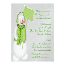 Snowman (green) - Invitation