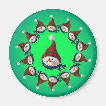 SNOWMAN & HATS by SHARON SHARPE Refrigerator Magnets