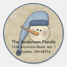 Snowman Holiday D1 Return Address Labels Stickers