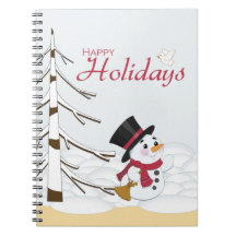 Snowman in the snow Christmas holiday notebook
