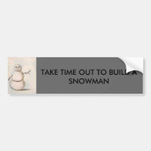 snowman painting bumper sticker