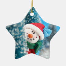 snowman peeking christmas ornaments