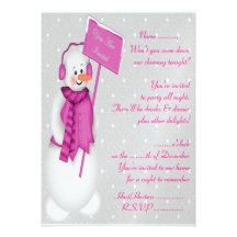 Snowman (pink) - Invitation