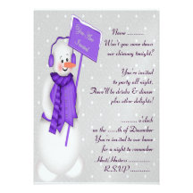 Snowman (purple) - Invitation