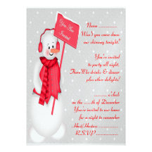 Snowman (red) - Invitation