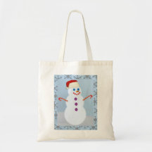 Snowman Santa with Border Tote Bag