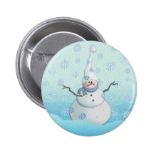 SNOWMAN, SCARF & SNOW HAT by SHARON SHARPE Pinback Buttons