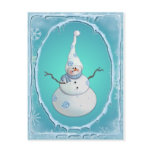 SNOWMAN, SCARF & SNOW HAT by SHARON SHARPE Postcard