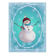 SNOWMAN, SCARF & SNOW HAT by SHARON SHARPE Post Card