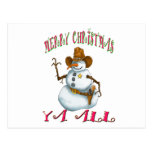 snowman sherriff MerryChrsts Ya all Post Card