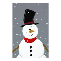 Snowman - Silver Customized Stationery