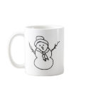 Snowman - simple sweet ink line drawing art design mugs