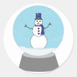 Snowman Snow globe Christmas gifts Round Stickers