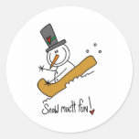 Snowman Snow Much Fun Round Sticker