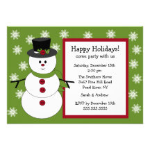Snowman & Snowflakes Holiday Party Invitation