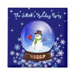 Snowman Snowglobe - Custom Holiday Party Magnet