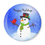 Snowman Snowglobe - Happy Holidays Magnet
