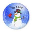 Snowman Snowglobe - Happy Holidays Magnet