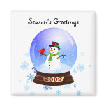 Snowman Snowglobe - Season's Greetings magnets