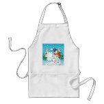 Snowman Throwing a Snowball Winter Fun Splat! aprons