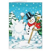 Snowman Throwing a Snowball Winter Fun Splat! cards