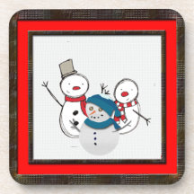 Snowman Trio Drink Coaster