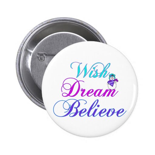 Snowman Wish Dream Believe Gifts Purple & Teal Pinback Button