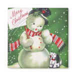 Snowman with Dog magnets