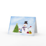 Snowman with Gifts Christmas card
