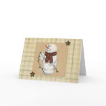Snowman With Lights Christmas Card