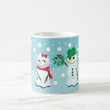 Snowman with Mistletoe Wanting a Kiss Coffee Mug