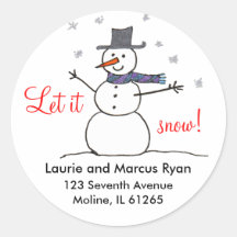 Snowman with Scarf Address Labels Sticker