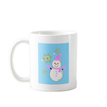 snowman with snowflakes screen mugs