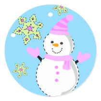 snowman with snowflakes screen stickers
