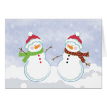 SNOWMEN Holiday Winter Christmas Greeting Card