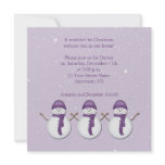 Snowmen with Purple Hats Scarves Christmas Invitat invitations