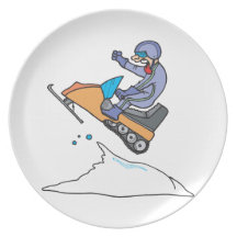Snowmobiling Jump Party Plate
