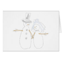 Snowpeople Bride and Groom Greeting Card