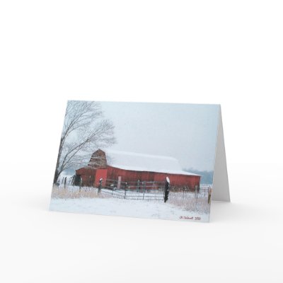 Snowy Barn Christmas 1 Card by StarLily