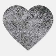 Snowy Branches Heart Stickers