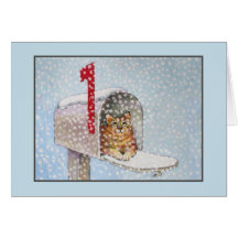 Snowy Christmas Cat Greeting Card